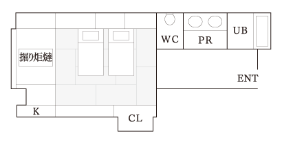 和風ツイン+掘り炬燵 間取り図
